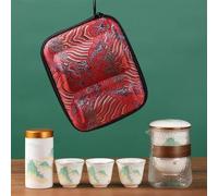 Tea Cup Sets Kung Fu Tea Set Pot Ceramic Chinese Travel Pottery Office Carrying Case Retro Afternoon Tea Set(F)