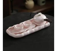 Tea Cup Sets Pink Flowers Tea Cup Ceramic Pot and Set Plate Chinese Kung Fu Teapot Teacup One and Two Cups Afternoon Tea Set(A)