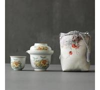 Tea Cup Sets Portable Ceramics Tea Pot and Cup Set Chinese Infuser Customized Ceremony Supplies Travel A of Two Cups Afternoon Tea Set(C)