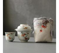 Tea Cup Sets Portable Ceramics Tea Pot and Cup Set Chinese Infuser Customized Ceremony Supplies Travel A of Two Cups Afternoon Tea Set(A)