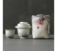 Tea Cup Sets Portable Ceramics Tea Pot and Cup Set Chinese Infuser Customized Ceremony Supplies Travel A of Two Cups Afternoon Tea Set(D)