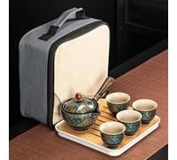 Tea Cup Sets Portable Flower Exquisite Chinese Gongfu Kung Fu Tea Set Ceramic Teapot W/Wooden Handle Side-Handle Pot Cup Teaware Dropshipping Afternoon Tea Set(A1)