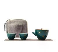 Tea Cup Sets Portable Travel Tea Making Utensils Simple Kung Fu Set One Pot and Two Cups Ceramics Teacup Teapot Household Trumpet Teaware Afternoon Tea Set(C)