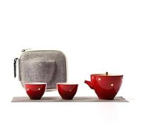 Tea Cup Sets Portable Travel Tea Making Utensils Simple Kung Fu Set One Pot and Two Cups Ceramics Teacup Teapot Household Trumpet Teaware Afternoon Tea Set(D)