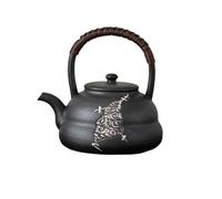 Tea Cup Sets Pottery Handmade Alum Black Teapot Warmer Ceramic Retro Tea Stove Candle Holder Kettle Set Afternoon Tea Set(Type-D)