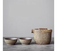Tea Cup Sets Travel Tea Set One Pot and Two Cups Portable Coarse Pottery Cup Kung Fu Small Ceramic Chinese TeaSet Afternoon Tea Set(A)