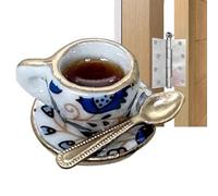 Tea Cup Teaspoon Hinge Head - Miniature Topper Decoration, Cup Art Nail Setter Hinge Pin Topper Doors Cabinets | Whimsical Kitchen Accent, Doll House Cabinet Embellishment, Shabby Chic Decor