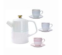 Tea Cups and Saucers Set,Tea Sets With Teapot Adults Tea Cup And Saucer Set Service For 3 Porcelain Ceramic Coffee Tea Gift Sets For Tea Coffee,Afternoon Tea Party
