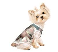 Tea Cups with Roses Romantic Print Dog Lightweight Shirt,Summer Cool Breathable Dog t Shirts,Pet Sleeveless Stretchy Clothes