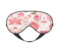 Tea Cups with Roses Romantic Shabby Double Sided Sleep Mask, Adjustable Blackout, Silk-Like Eye Mask for Sleeping,Travel, Soft, Breathable, Lightweight Comfortable Blindfold