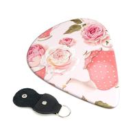 Tea Cups with Roses Romantic Shabby Guitar Picks, 6 Pcs Guitar Plectrums double-sided printing, suitable for acoustic, electric and bass guitars, including 0.46 mm 0.71 mm 0.96 mm