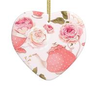 Tea Cups With Roses Romantic Shabby Print Christmas Tree And Holiday Decorations,Club Decorations
