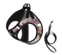 Tea Cups With Roses Romantic Shabby Print Pet Leash Vest,Breathable Mesh Pet Harness, Reflective For Small Medium Dogs Safe Easy Walking