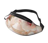 Tea Cups with Roses Romantic Shabby Printed Fanny Pack for Men Women Crossbody Waist Bag Pack Bum Bag with Adjustable Strap for Hiking Running Travel Cycling