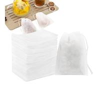 Tea Filter Bags | With Small Empty Drawstring Pocket | 100 Bags for Loose Tea, For Coffee Seasoning Bone Broth at Home Kitchen Travel to the Office and Simmer