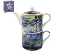 Tea For One Ceramic Claude Monet Water Lilies Floral Teapot Server Fine China