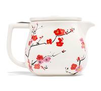 Tea Forte Fiore Sakura Cherry Blossom Ceramic Teapot with Removable Stainless Steel Infuser Basket and Lid, Steeps 24 oz. Loose Leaf Tea, Lid and Teapot Dishwasher & Microwave Safe