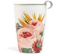 Tea Forte Jubilee KATI Steeping Cup, Ceramic Tea Infuser Cup with Lid & Stainless Steel Loose Leaf Tea Infuser