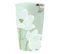 Tea Forte Lotus Kati Steeping Cup, 12oz Ceramic Tea Infuser Mug with Lid for Steeping Loose Leaf Tea, Tea Infuser Cup for Tea Lovers, Tea Gifts
