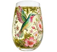 Tea Glasses, 300 ml Drinking Cup and Storage Container with a Pattern of Birds and Flowers, Glass Cups, Suitable for Use in the Bar, Kitchen, Whiskey, Weddings, Parties, Birthday