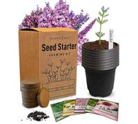 Tea Growing Kit - Includes Medicinal Lavender, Chamomile, Lemon Balm, Peppermint and Echinacea Heirloom Garden Seeds, Grow Pots, Soil, Plant Markers, Indoor Herb Kit Outdoor Tea Garden Kit