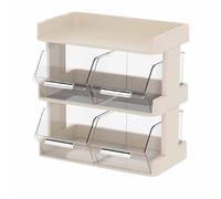 Tea Holder for Tea Bags Organizers, Multi Tiers Coffee Station Organizer with Clear Easy Pulling Drawer Vertical Tea Bag Box Caddy for Countertop (3 Layer 30x17x29.5cm)
