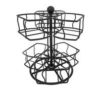Tea Holder Organizer | 6-Compartment Rotating Metal 2-Tier Organizer - Coffee Creamer Sugar Basket Holder - for Home Office Counter Cabinet Pantry Organization