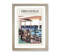 Tea House At The Willow Bridge By Utagawa Hiroshige Exhibition Museum Asian Japanese Framed Print | A2 Oak Framed Wall Art | Ready to Hang | Asian Food Picture | Living Room Bedroom Lounge Office
