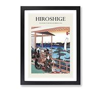 Tea House At The Willow Bridge By Utagawa Hiroshige Exhibition Museum Asian Japanese Framed Print | A2 Black Framed Wall Art | Ready to Hang | Asian Food Picture | Living Room Bedroom Lounge Office