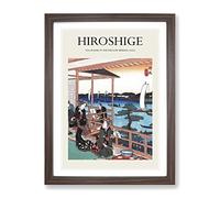 Tea House At The Willow Bridge By Utagawa Hiroshige Exhibition Museum Asian Japanese Framed Print | A3 Walnut Framed Wall Art | Ready to Hang | Asian Food Picture | Living Room Bedroom Lounge Office