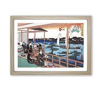 Tea-House at The Willow Bridge by Utagawa Hiroshige Framed Print | A2 Oak Framed Wall Art | Ready to Hang | Asian Food Picture | Living Room Bedroom Lounge Office