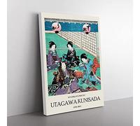 Tea House By Utagawa Kunisada Exhibition Museum Asian Japanese Canvas Wall Art Print Ready to Hang, Framed Picture for Living Room Bedroom Home Office Décor, 60x40 cm (24x16 Inch)