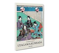 Tea House By Utagawa Kunisada Exhibition Museum Asian Japanese Canvas Wall Art Print Ready to Hang, Framed Picture for Living Room Bedroom Home Office Décor, 24x16 Inch (60x40 cm)