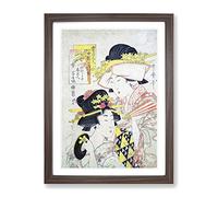 Tea House Girls By Kitagawa Utamaro Asian Japanese Framed Wall Art Print, Ready to Hang Picture for Living Room Bedroom Home Office Décor, Walnut A3 (34 x 46 cm)