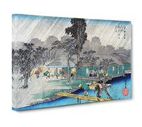 Tea-houses on Tadasu River by Utagawa Hiroshige Canvas Print for Living Room Bedroom Home Office Décor, Wall Art Picture Ready to Hang, 30 x 20 Inch (76 x 50 cm)