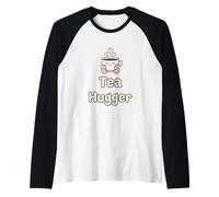 Tea Hugger Cute Cup Cartoon Cozy Drink Kawaii Raglan Baseball Tee