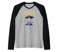Tea Humor With Alien UFO Abduction Cosmic VIbes Meme Raglan Baseball Tee