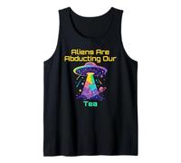 Tea Humor With Alien UFO Abduction Cosmic VIbes Meme Tank Top
