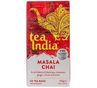 Tea India Masala Chai Tea Bags, Authentic Indian Spiced Tea, 40 Tea Bags (100g), Rich & Aromatic Masala Chai