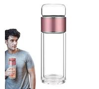 Tea Infuser - 6.6 x 6.6 x 24 cm Large Double-Walled Glass, Microporous Integrated Filter Strainer, Durable, Heat Resistant Cup, Portable Transparent Brewing Jar for Travel Agency Commuting