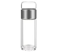 Tea Infuser Bottle - 18 oz Double-Walled Glass Travel Mug, Leak-proof Lid with Stainless Steel Filter, 1.17 Pound, Microporous Tea Cup with Loose Leaves for Portable Refreshing Drinks Outdoors