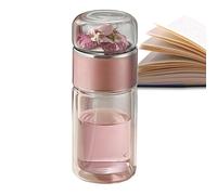 Tea Infuser Bottle, Double Wall Glass Portable Travel Mug, Tea Tumbler Water Bottle | Teā and Water Separation Teā Bottlê for Loose Tēa Flower Tēa Home Traveling