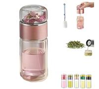 Tea Infuser Cup, Glass Infuser, Portable Double Layered Tea Water Separation Cup, 3-in-1 Smart Teas Infusers, Leakproof Infuser Cups for Loose Leaf Teas