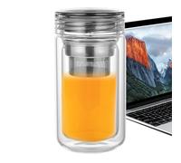 Tea Infuser Cup | Spill Proof Cup with Filter | Large Capacity Thermal Resistant Transparent Cup for Coffee, Home & Travel