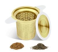 Tea Infuser for Loose Leaf Tea, Extra Fine Mesh Loose Leaf Tea Strainer with Silicone Lid & Handle - Large Capacity Tea Filter for Mug, Cup - Ideal for Black, Green, Earl Grey (Gold)