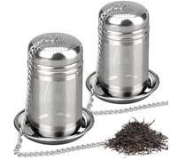 Tea Infuser for Loose Tea, Tea Strainers for Loose Tea, 2 Pcs Stainless Steel Tea Strainer Fine Mesh with Drip Trays, Tea Leaf Strainer for Loose Leaf Tea, Herbal Tea, Mugs Teapots Spice