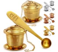 Tea Infuser Set of 2 with Tea Scoop & Drip Trays, Loose Leaf Tea Strainer