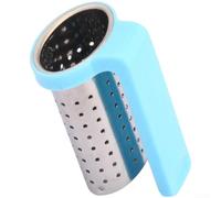 Tea Infuser Stainless Steel with Precise Holes for Loose Tea - Smooth Flow Metal Strainer for Herbal Green Black Oolong Tea - Pink Blue Yellow 6.5cm(Blue)