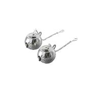 Tea Infusers for Loose Tea, 2 pack Cute Stainless Steel Teapot Shaped Tea Infuser Fine Mesh Tea Strainer with Chain Hook and Drip Tray