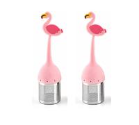 Tea Infusers, Loose Leaf Tea Steeper, Fine Mesh Teas Filter, Teas Diffuser for Loose Leaf or Herbal, 304 Stainless Steel Strainer Silicone Handle, 2 Pack, Flamingo Design